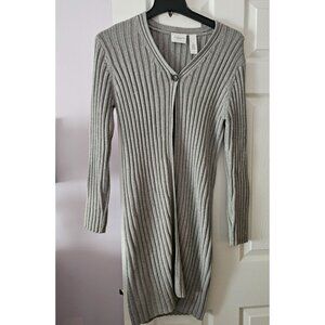 VTG Liz Claiborne Ribbed Knit Longline Cardigan W/Button Closure M Cozy Workwear